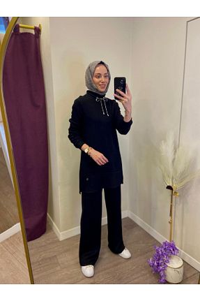ست بالاتنه و پائین تنه حجاب مشکی زنانه رگولار Levidor - کد 869644463