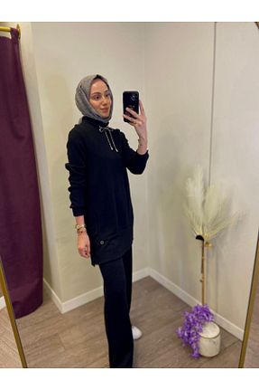 ست بالاتنه و پائین تنه حجاب مشکی زنانه رگولار Levidor - کد 869644463