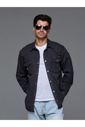 پیراهن طوسی مردانه اورسایز muzzo jeans - کد 868935480