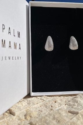 گوشواره استیل (فولاد) زنانه سنک زیرکون PALMMAMA - کد 869650285