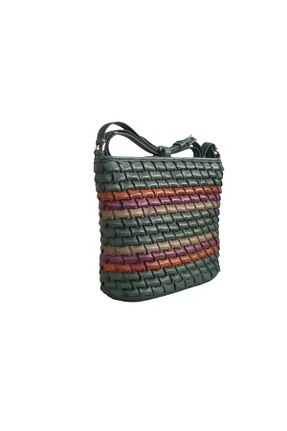 کیف پستچی سبز زنانه چرم خالص Gön - کد 869655205