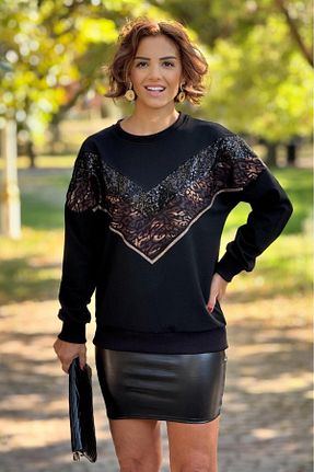 سوئیشرت مشکی زنانه پلنگی Nevin Kaya Moda - کد 869668802