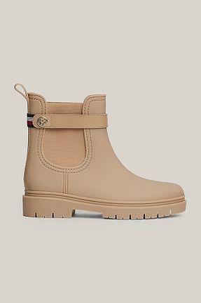 بوت / نیم بوت بژ زنانه پاشنه تخت Tommy Hilfiger - کد 867361174