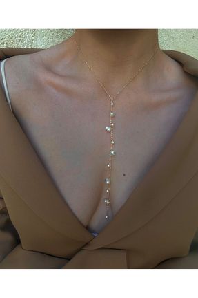 گردنبند جواهر طلائی زنانه برنجی pop up store - کد 869658452