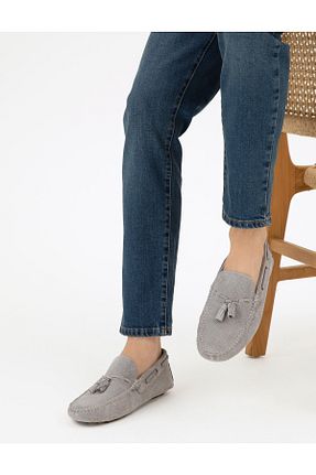 کفش لوفر طوسی مردانه چرم خالص Pierre Cardin - کد 870053663