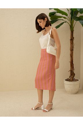 دامن نارنجی زنانه پنبه ای Pierre Cardin - کد 832723537