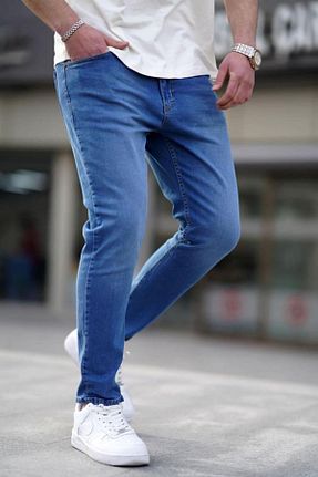 شلوار جین آبی مردانه پاچه تنگ CLASSİCS MEN - کد 869730269