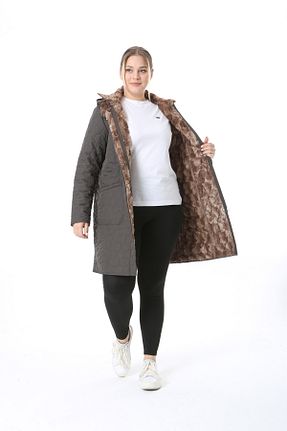 کاپشن سایز بزرگ خاکی زنانه Kazak TUTveAL Collection - کد 869716967
