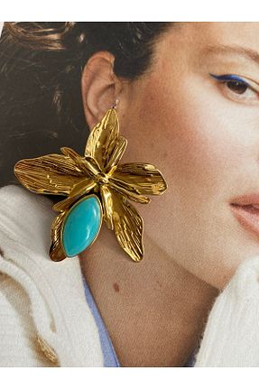 گوشواره استیل (فولاد) طلائی زنانه استیل ضد زنگ Pinery Jewels - کد 869767024