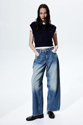 شلوار جین آبی زنانه پاچه گشاد H&M - کد 868753787