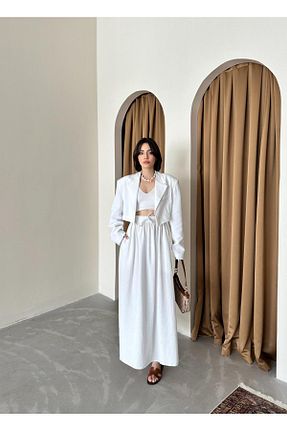 دامن سفید زنانه کتان Dilek Aydın Atelier - کد 836509887