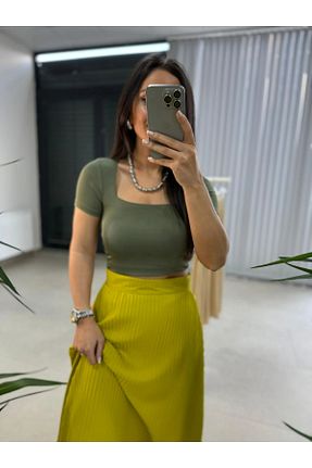بلوز خاکی زنانه ساده caddstore - کد 869813742