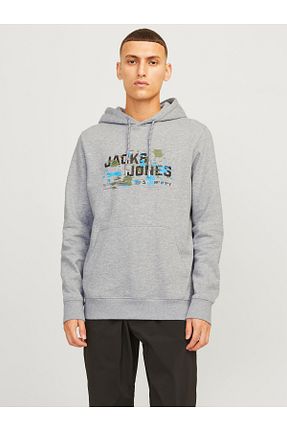 سوئیشرت طوسی مردانه چاپی Jack & Jones - کد 847167098