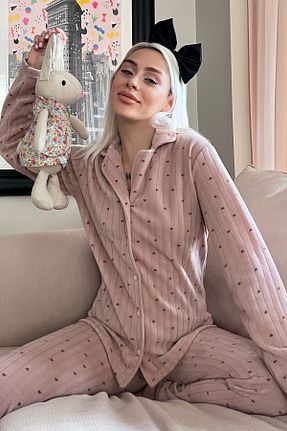ست لباس راحتی قهوه ای زنانه چاپی Pijamaevi - کد 383962361