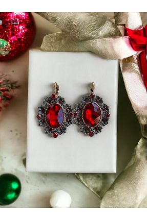 گوشواره جواهر قرمز زیرکن FAYRA ACCESSORIES - کد 842522213
