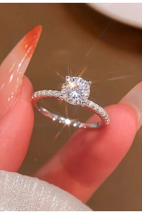انگشتر برلیان سفید 14 عیار Crystal Diamond Zirconia - کد 868472285