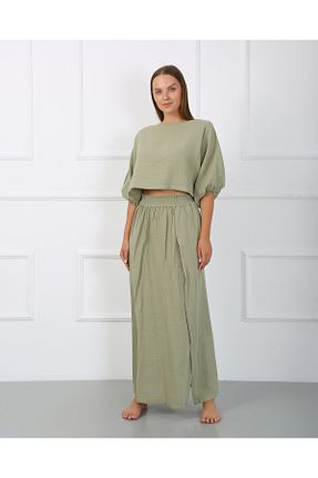 دامن سبز زنانه پنبه ای ağva collection - کد 868485522