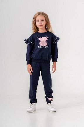 ست بالاتنه و پائین تنه سرمه ای بچه گانه بافت Mışıl Kids - کد 850102365