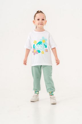 ست بالاتنه و پائین تنه سبز بچه گانه بافت Mışıl Kids - کد 836302839