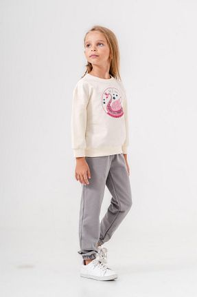 ست بالاتنه و پائین تنه طوسی بچه گانه بافت Mışıl Kids - کد 852738050