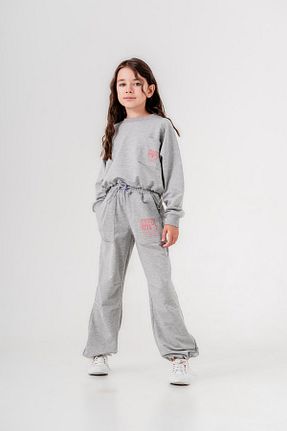 ست بالاتنه و پائین تنه طوسی بچه گانه بافت Mışıl Kids - کد 850100106