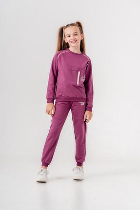 ست بالاتنه و پائین تنه بنفش بچه گانه بافت Mışıl Kids - کد 849922810