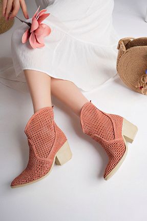 بوت / نیم بوت صورتی زنانه چرم خالص Lizizu - کد 827217935