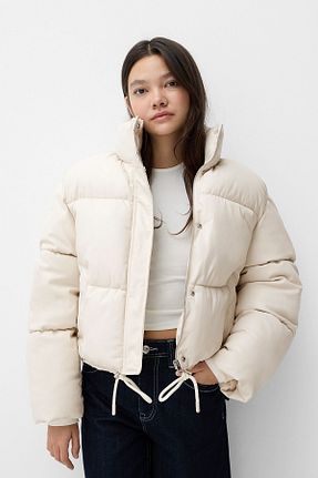 کاپشن بژ زنانه پلی اورتان Bershka - کد 868549599