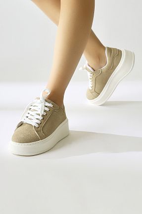 کفش اسنیکر بژ زنانه بند دار Limoya - کد 868580463
