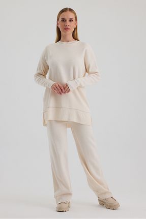 ست بالاتنه و پائین تنه نباتی زنانه تریکو NEHİRGÜNEŞ - کد 868592223