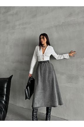 دامن طوسی زنانه جین Swet Shop Jeans - کد 868590612