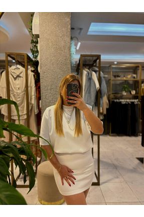 لباس سفید زنانه لیکرا Parlabyayçe - کد 868619100