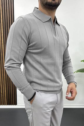پلیور طوسی مردانه ساده Edwox - کد 868625493