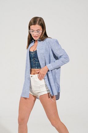 پیراهن آبی زنانه اورسایز thepery - کد 868612772