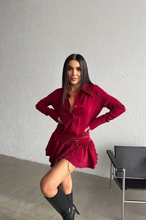 لباس زرشکی زنانه بافتنی Eka - کد 868609831