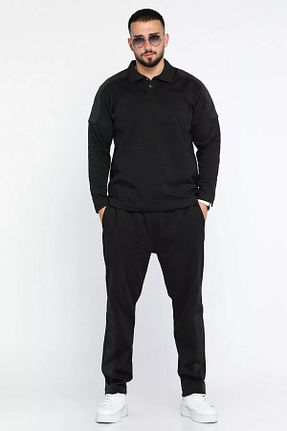 ست بالاتنه و پائین تنه مشکی مردانه بافتنی MİSHAR İTALİA - کد 868628263