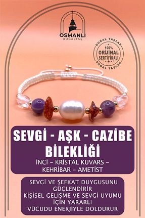 دستبند جواهر رنگی زنانه مروارید OSMANLI DOĞAL TAŞ - کد 799360605
