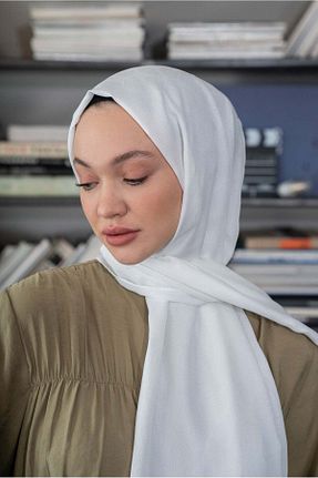 شال سفید زنانه ابریشم A/F fezah prive - کد 868639503