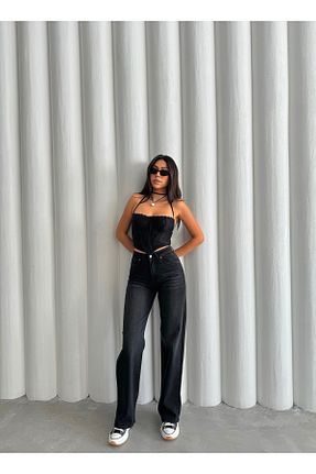 شلوار جین مشکی زنانه پاچه گشاد Swet Shop Jeans - کد 868637961