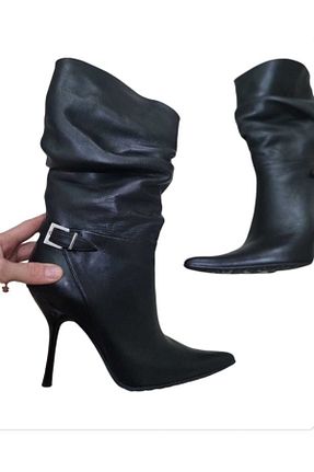 چکمه مشکی زنانه چرم خالص Butik - کد 868657521