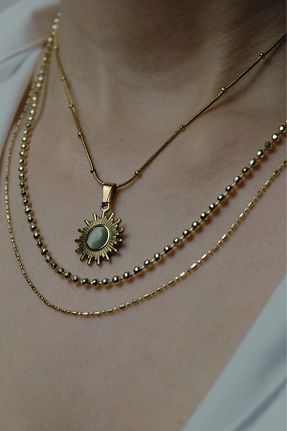 گردنبند استیل ( فولاد ) طلائی استیل (فولاد) ayışığı - کد 866600128