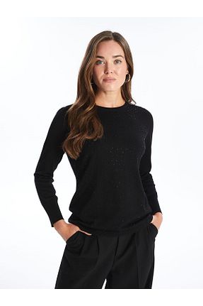 پلیور مشکی زنانه چاپی LC Waikiki - کد 868676306