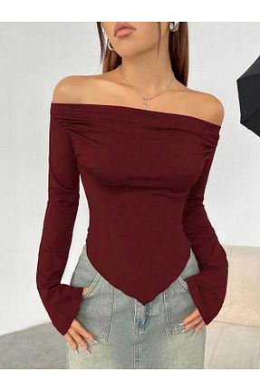 بلوز زرشکی زنانه ساده ecemore - کد 868698349