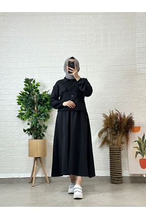 ست بالاتنه و پائین تنه حجاب مشکی زنانه رگولار MODA CEYDA - کد 741227745