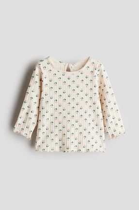 تیشرت بژ بچه گانه یقه دوچرخه H&M - کد 868753507