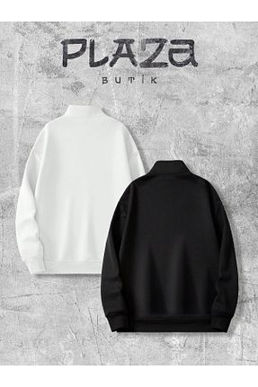 سوئیشرت مشکی زنانه چاپی Plaza Butik - کد 867826527