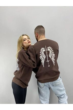 سوئیشرت قهوه ای زنانه چاپی MODARİCH - کد 868852099