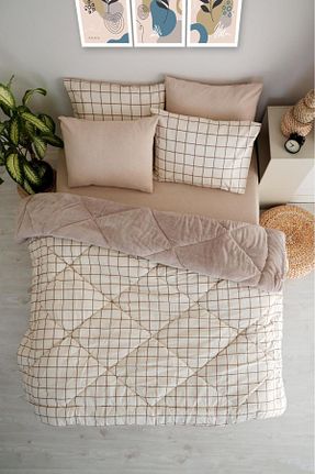 ست لحاف و روکش لحاف و روکش بالش دو نفره قهوه ای پنبه ای MARLA HOME - کد 839626994