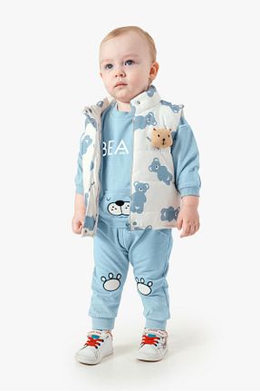 ست نوزادی آبی بچه گانه پنبه ای Jikko Baby - کد 865396788