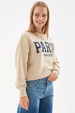 سوئیشرت بژ زنانه چاپی Fashion Friends - کد 868874676